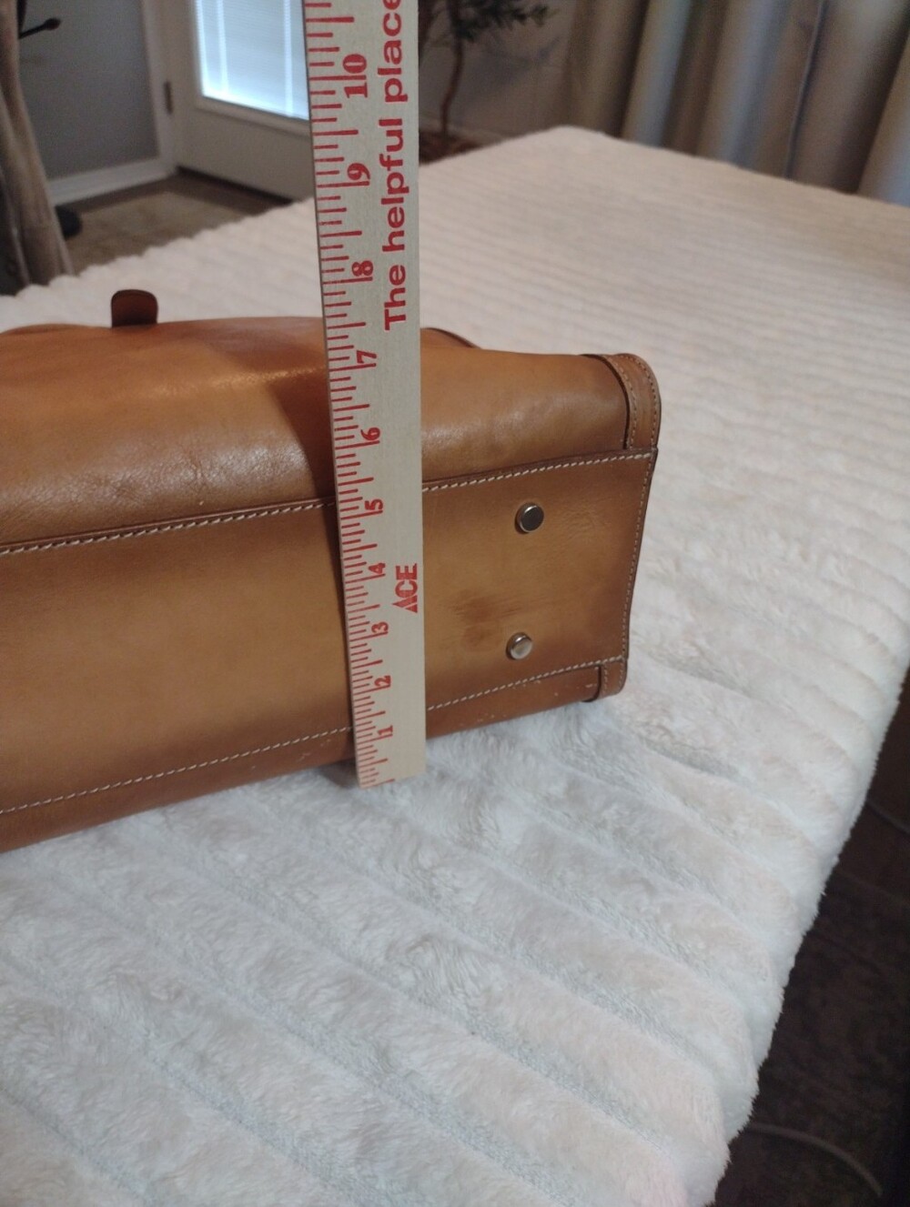 Cavalcanti Genuine Italian Leather Satchel Tan Burnished Extra Strap Red Lining - Picture 8 of 16